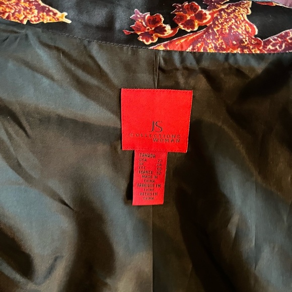 JS Collections Black and Red Embroidered Blazer - Picture 5 of 5